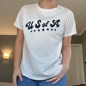 Sonoma White & Navy Blue USA Graphic Tee